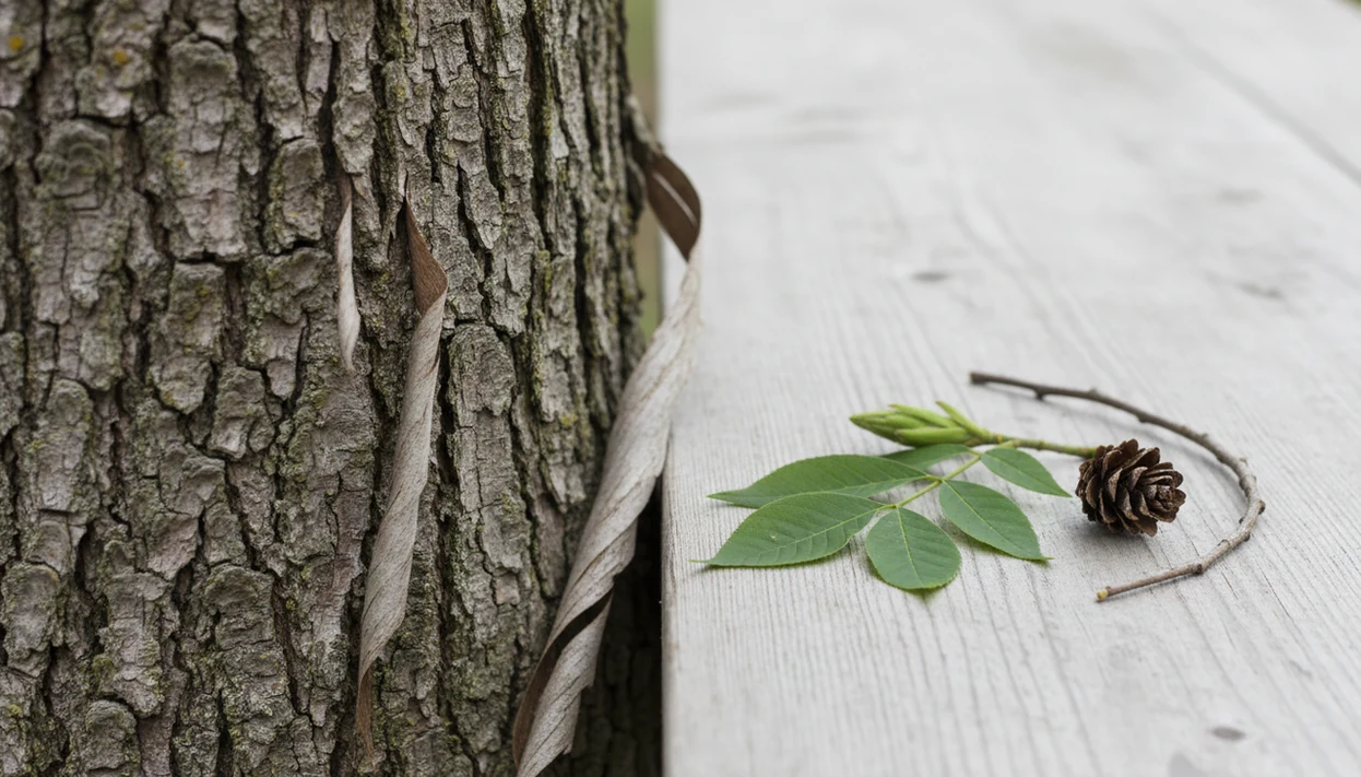Close bark texture beside leaves, buds, twigs, and seed clues for safer tree identification.